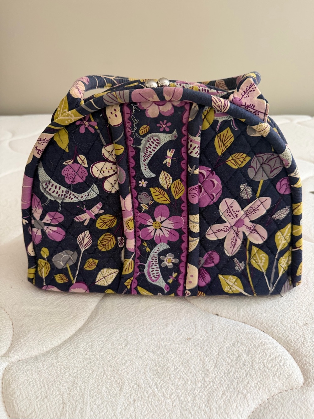 Vera Bradley Quilted Floral Tote Bag - Navy/Pink
